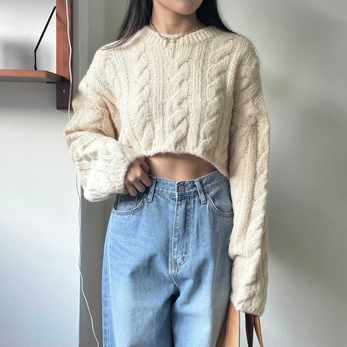 麻花扭扭紋軟熟CROPPED SWEATER 3色入 [門市搬遷清貨限時優惠$169!]