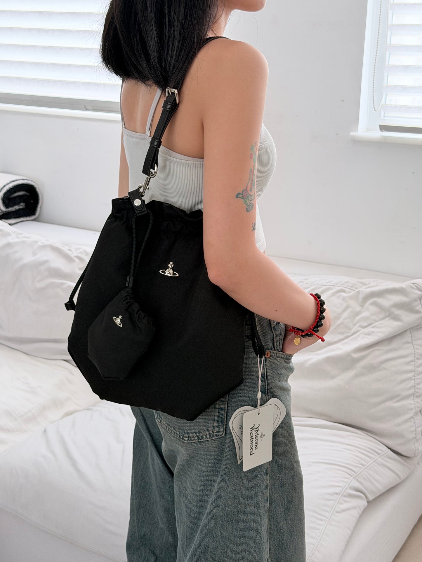 Vivienne Westwood Drawstring Shoulder Bag 尼龍束繩袋 [超大容量耐用袋款]