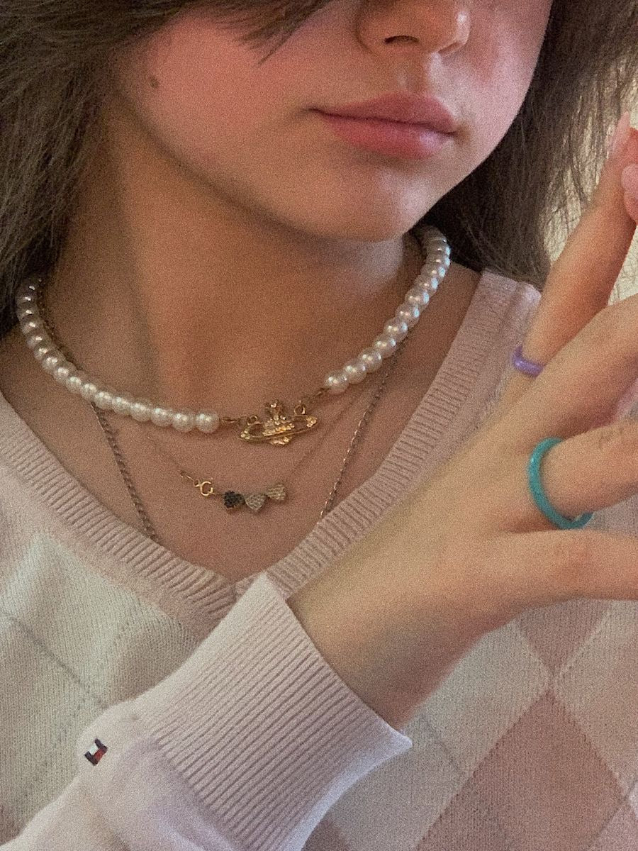 Vivienne Westwood Mini Bas Relief Pearl Choker [銀色重新補貨!]