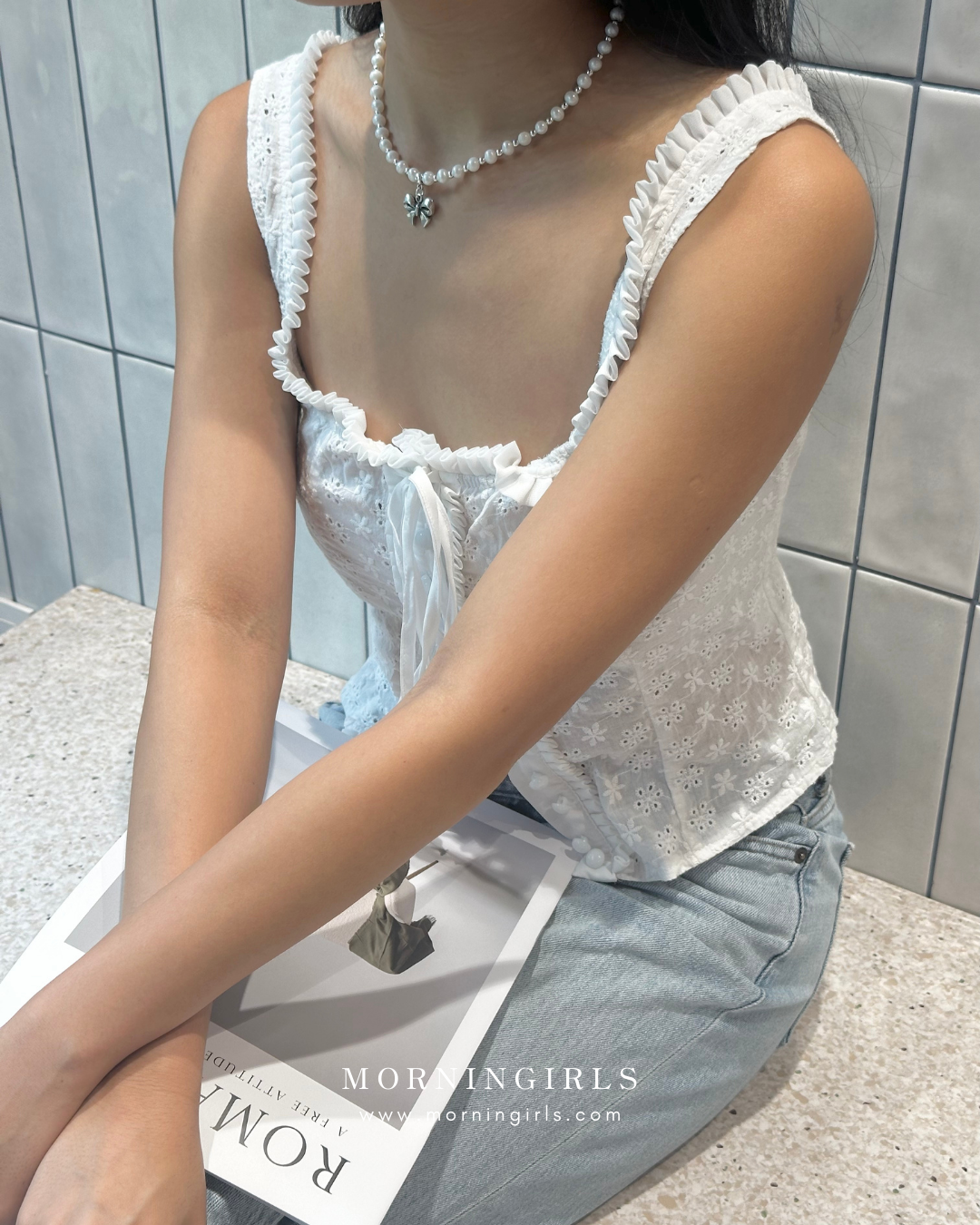 Otro Accesorio X Morningirls 首度聯乘自家製頸鏈 - Mini Bow Pearl Choker