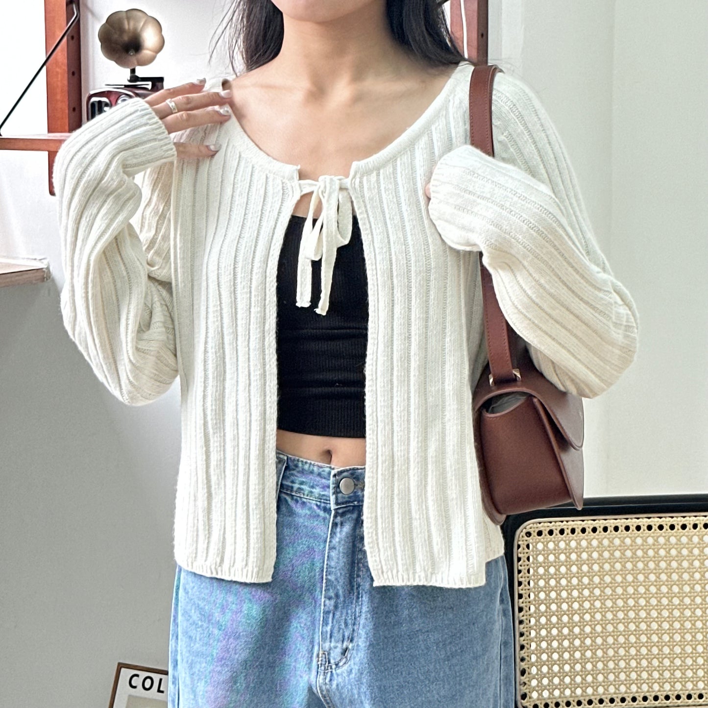 Casual 2-ways Ribbon Knitted Top [門市搬遷清貨限時優惠$149!]