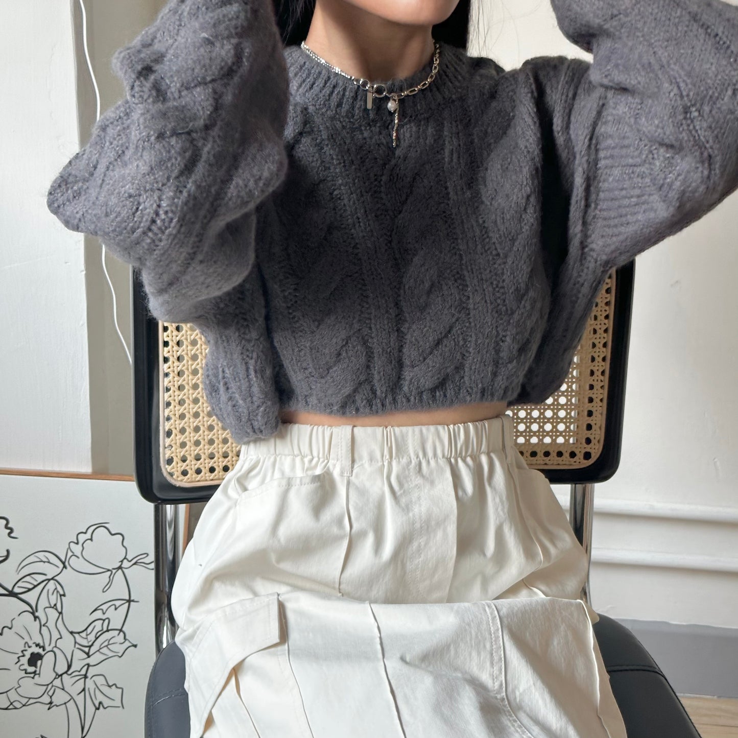 麻花扭扭紋軟熟CROPPED SWEATER 3色入 [門市搬遷清貨限時優惠$169!]