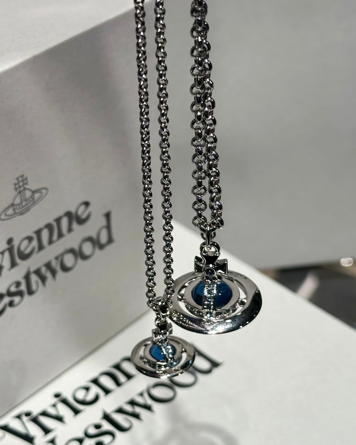 Vivienne Westwood ORB Pendant Crystal Necklace 牛仔藍 [男裝長鏈!]