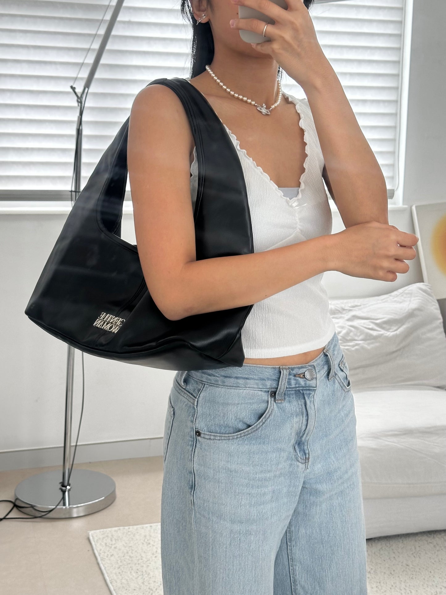 Gentlewoman 黑皮 Hobo bag ［大推薦!!上身袋款超美］