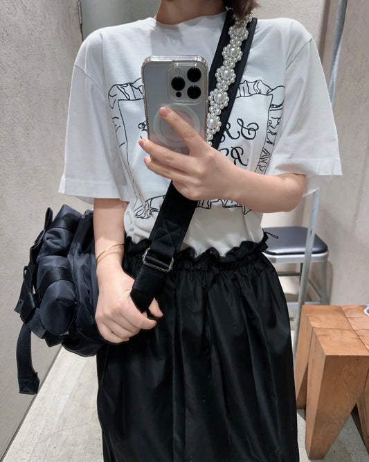 Simone Rocha Black Beaded Classic Bow Bag 絕美白珍珠肩帶［鄭容和同款 超推薦店主自留］
