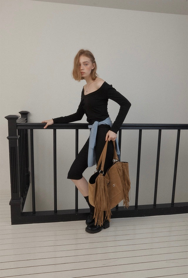 最新韓國選物🇰🇷 Leterie Fringe Boho Shoulder Bag 波西米亞流蘇單肩袋［Made In Korea🇰🇷 隨性流蘇 慵懶復古感］