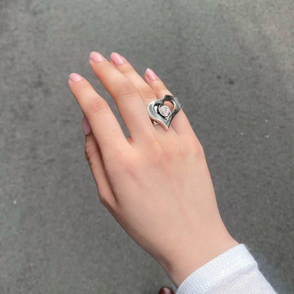 Otro Accesorio 西班牙手工飾物 - Heart Crystal Ring [NEW ITEM!店主自留大推薦! 可自行調節大小]