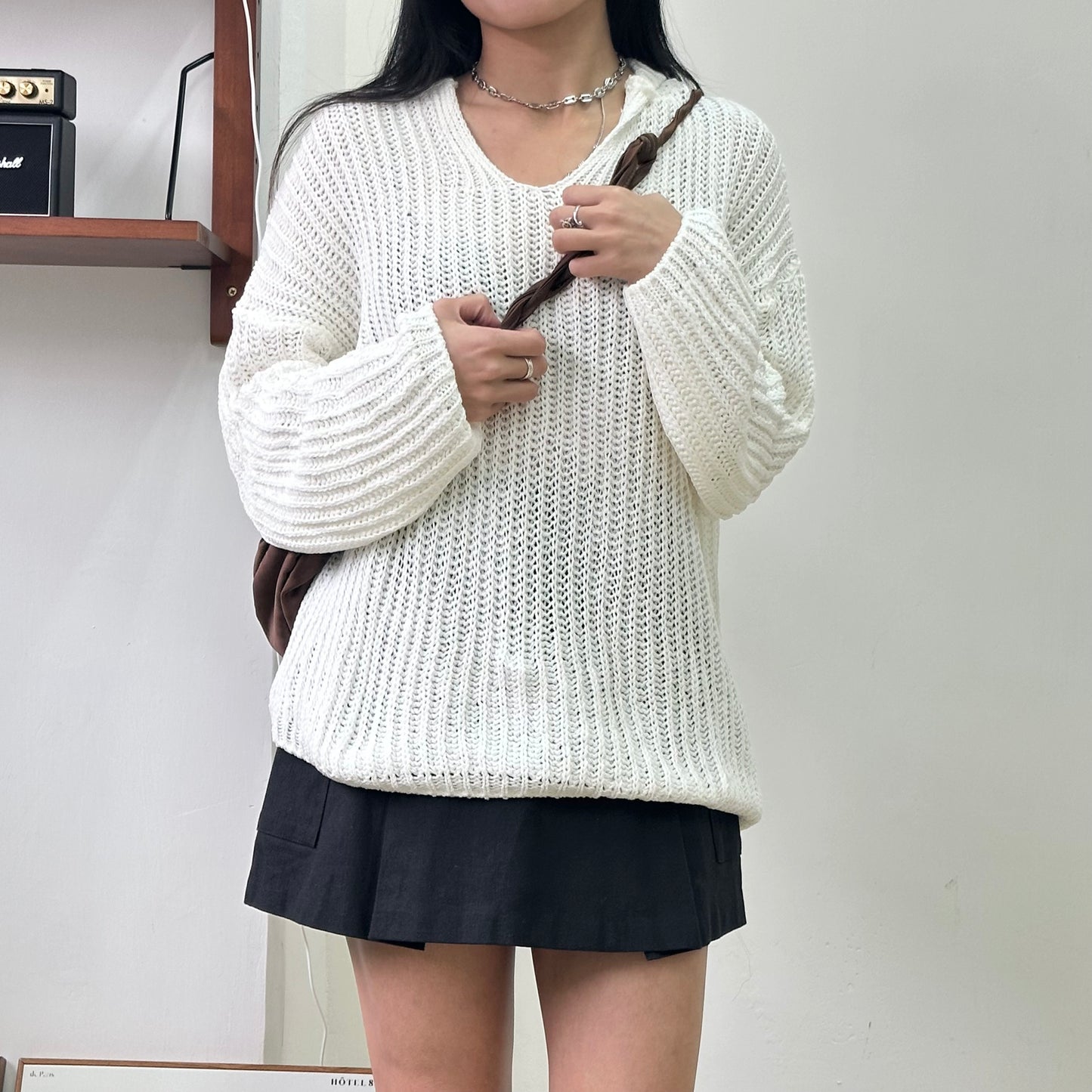 超寬鬆連帽粗針織上衣［小個子可當OPS!］[門市搬遷清貨限時優惠$199!]