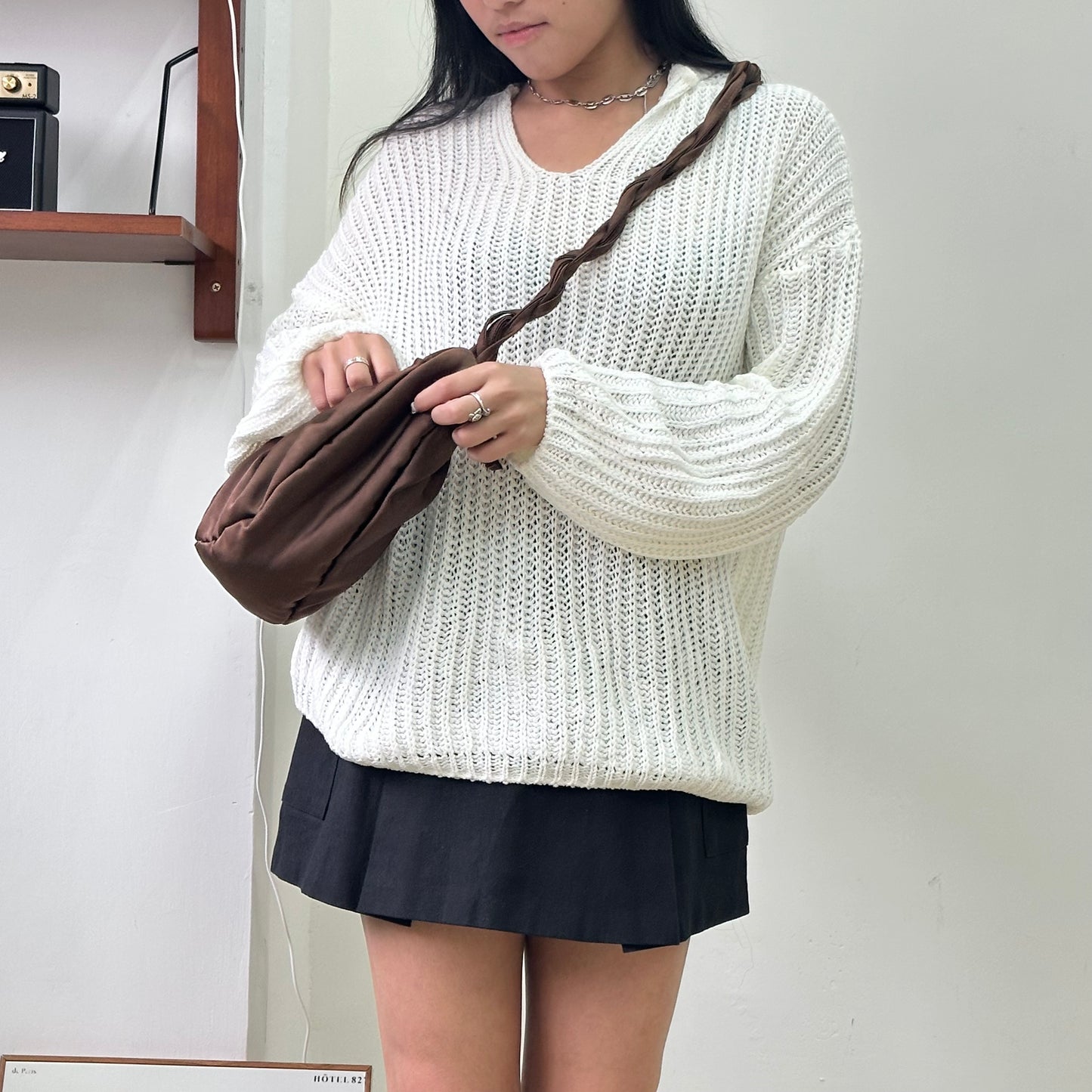 超寬鬆連帽粗針織上衣［小個子可當OPS!］[門市搬遷清貨限時優惠$199!]