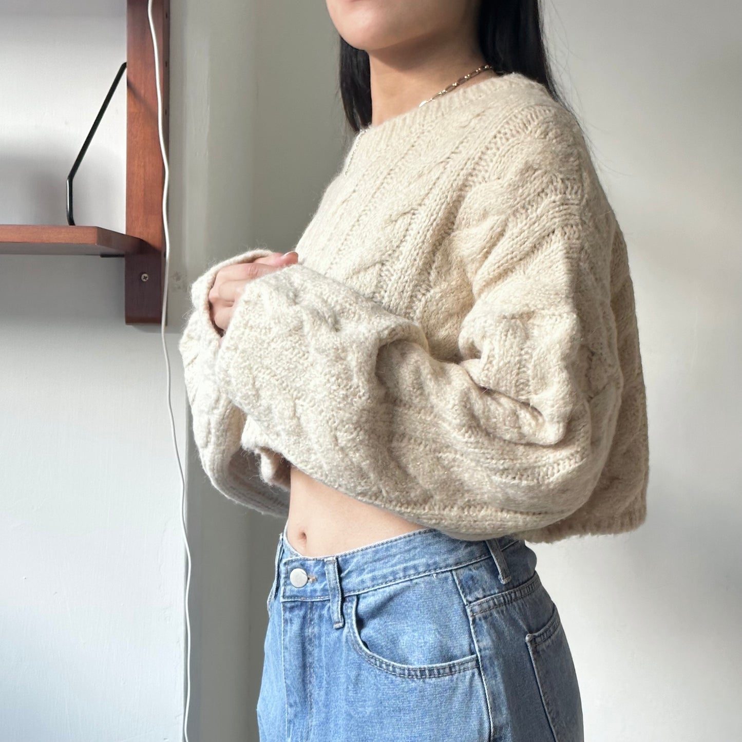 麻花扭扭紋軟熟CROPPED SWEATER 3色入 [門市搬遷清貨限時優惠$169!]