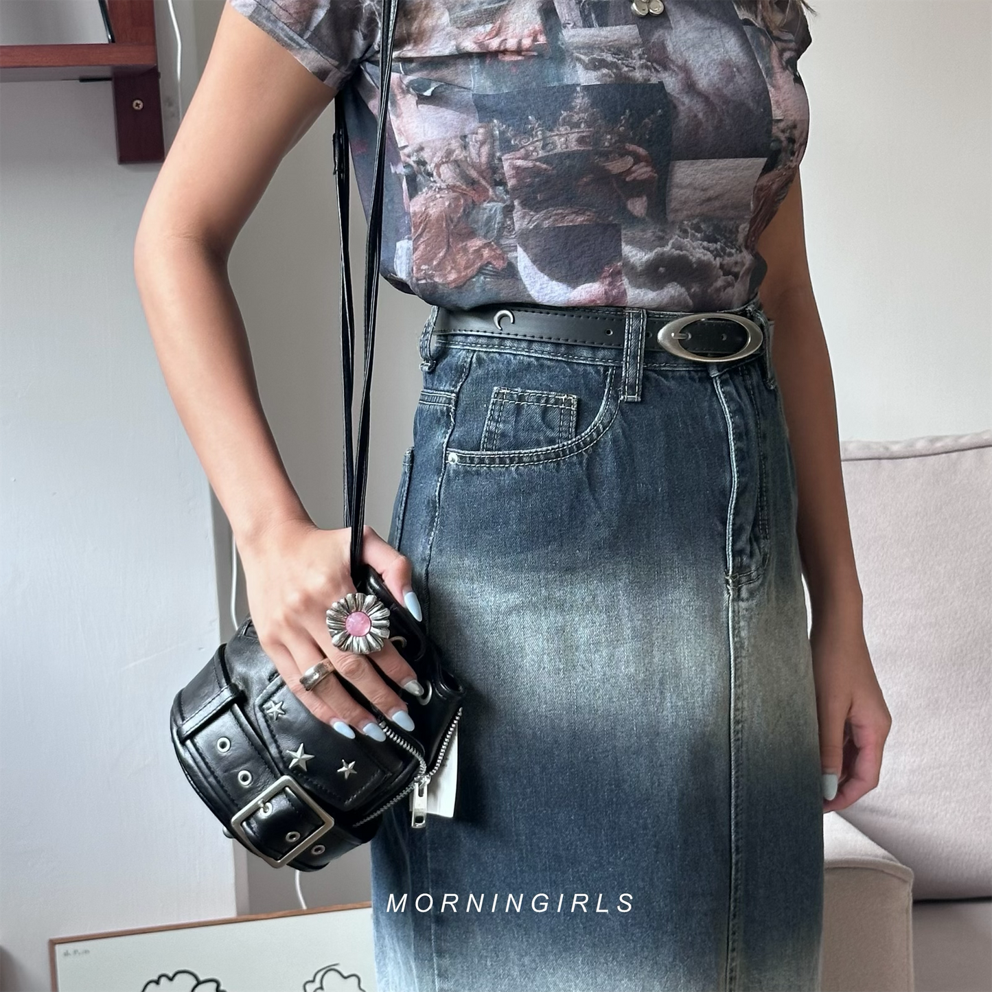 A-cut Denim Faded Straight Skirt [門市搬遷清貨限時優惠$169!]