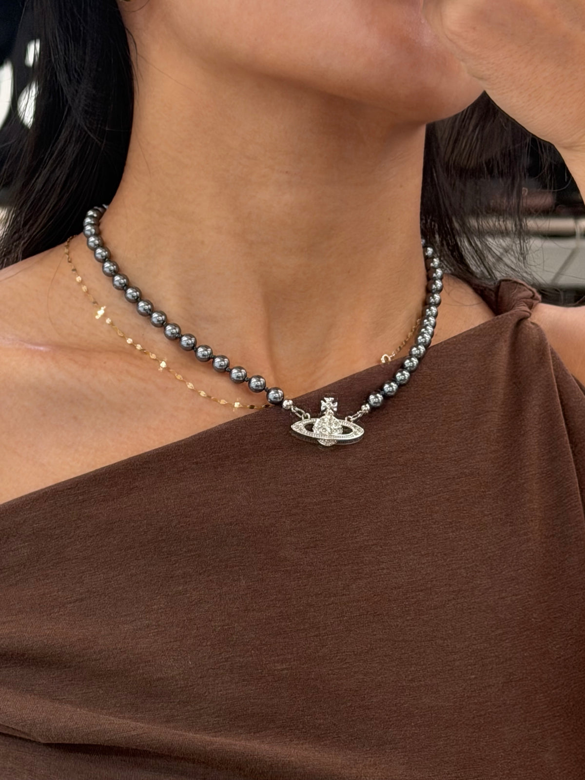 Vivienne Westwood Mini Bas Relief Pearl Choker ［2026最新NANA暗黑灰!]