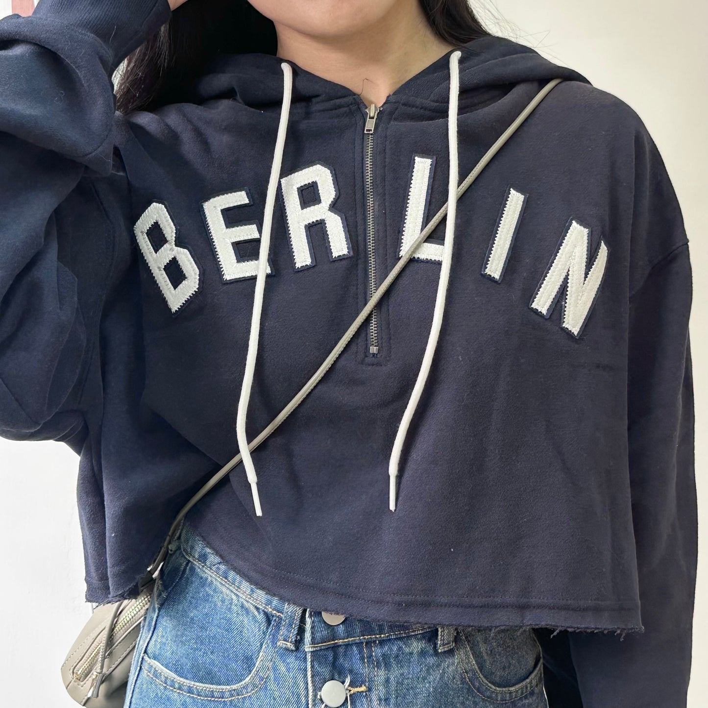 Half-zip Embroidered Cropped Hoodies 2色入 [門市搬遷清貨限時優惠$149!]