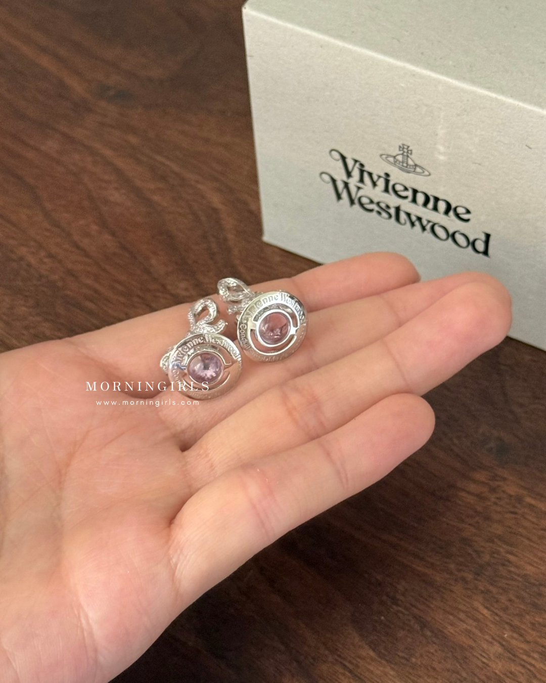 Vivienne Westwood Octavie Pendant Earrings PINK 粉紅蝴蝶結星球 [100% recycled silver 純銀]