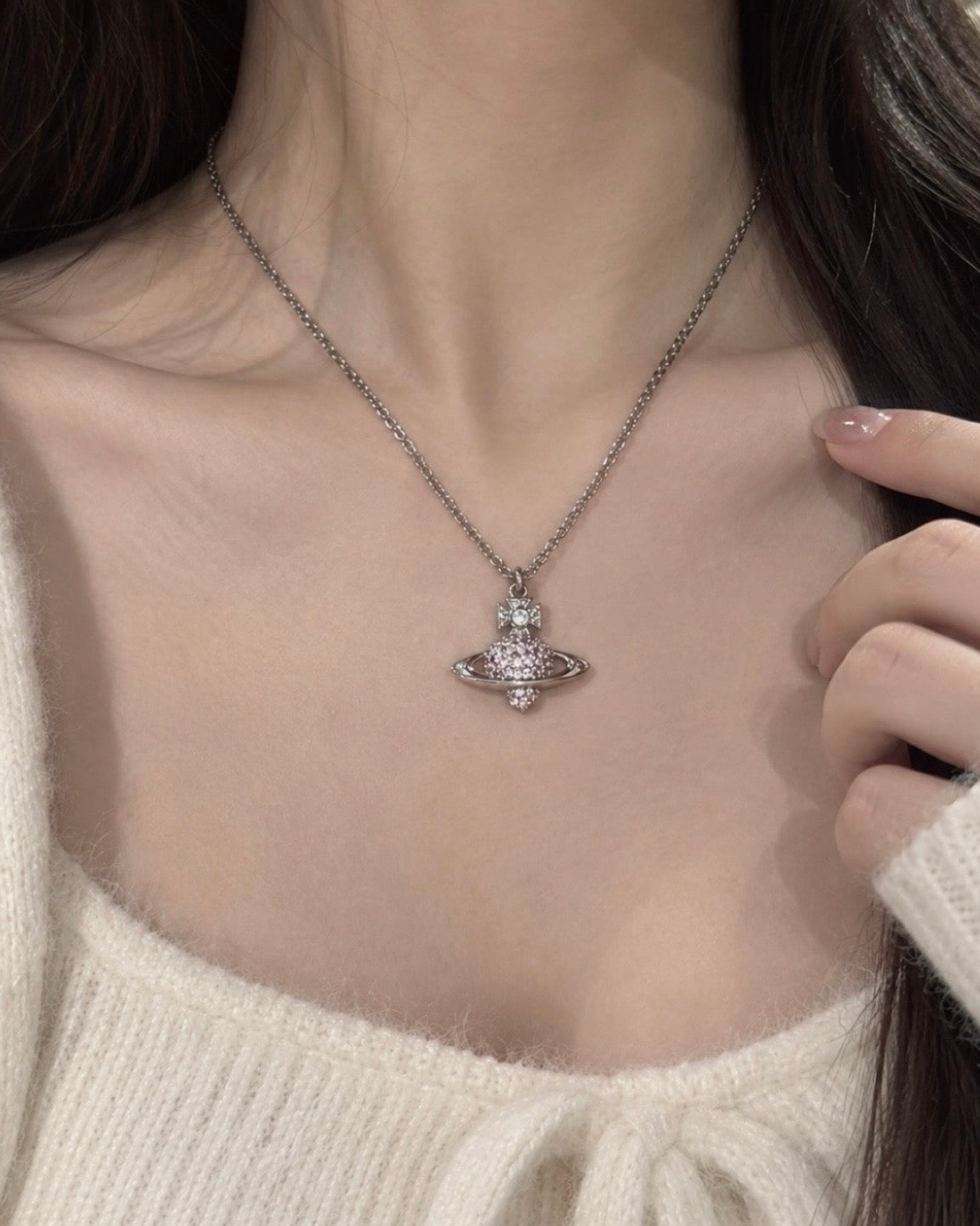 Vivienne Westwood Agnatha Necklace 銀色愛心閃鑽
