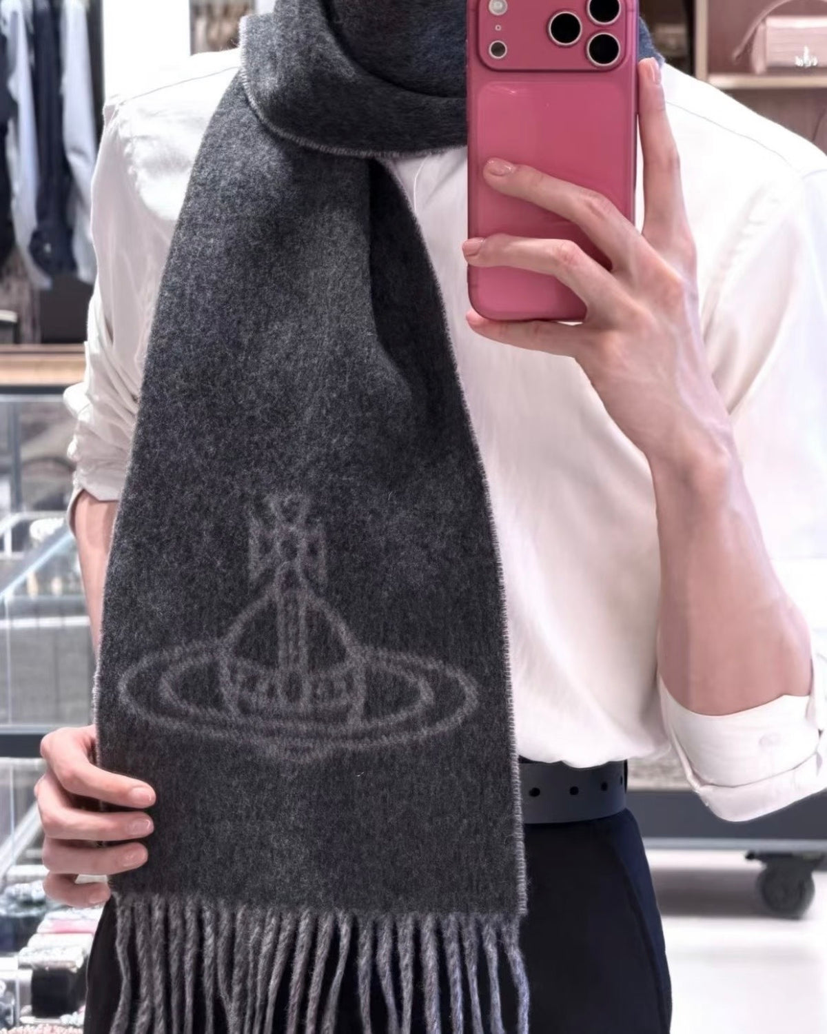 Vivienne Westwood Double ORB Logo Scarf (100% wool) 絕美灰粉紅雙面 [英國轉季大折扣🇬🇧2026最新限定意大利製!]