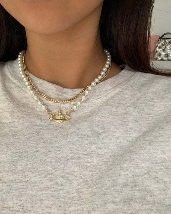 Vivienne Westwood Mini Bas Relief Pearl Choker [銀色重新補貨!]