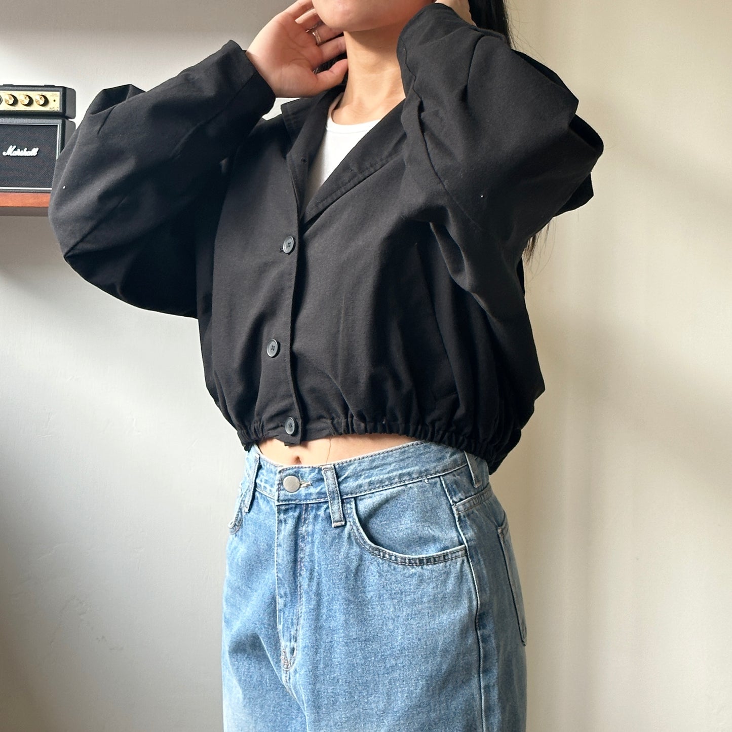 棉麻束腰短外套 [門市搬遷清貨限時優惠$249!]