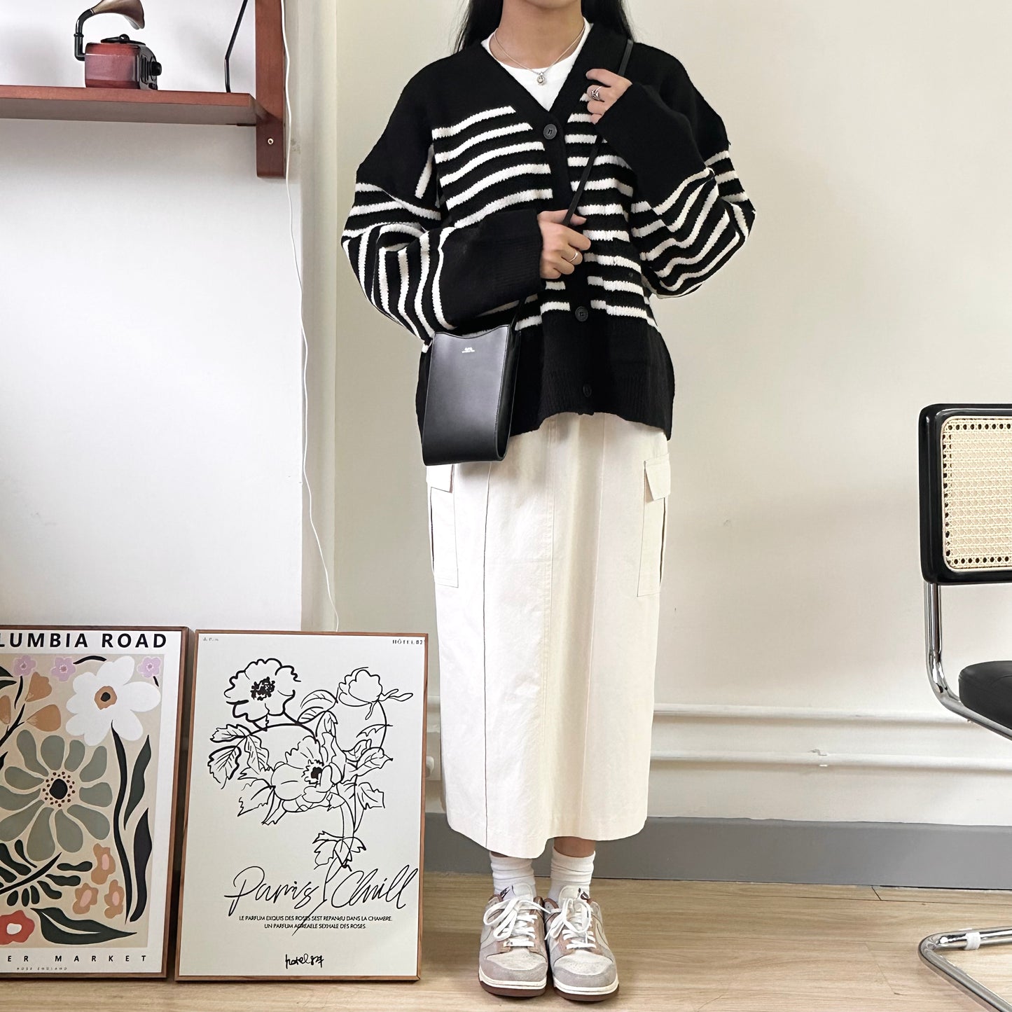 寬鬆間條厚實針織外套