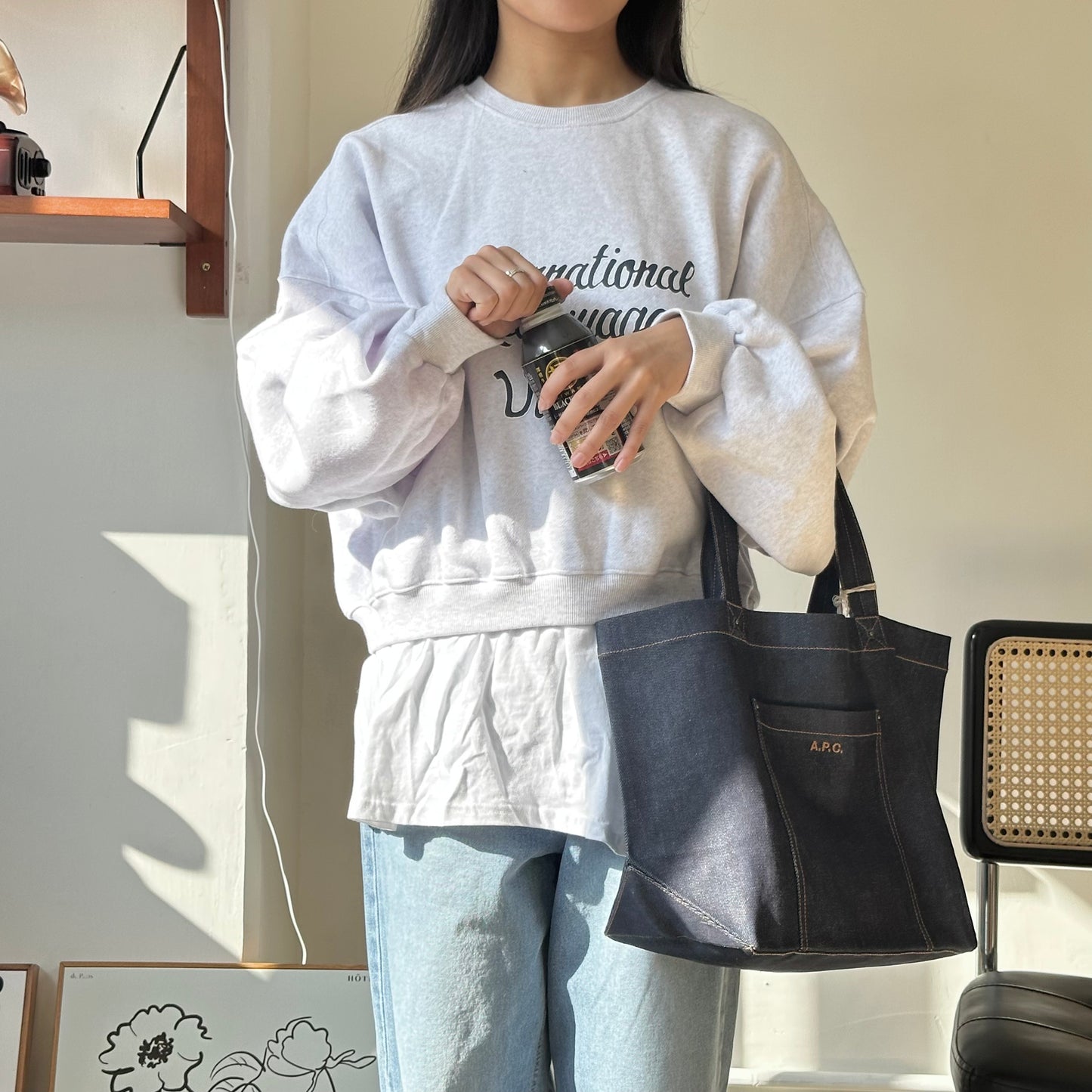 假兩件寬鬆衛衣 [門市搬遷清貨限時優惠$149!]