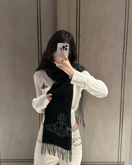 Vivienne Westwood Double ORB Logo Scarf (100% wool) [黑色啡色超熱賣! 日本版 意大利製!]