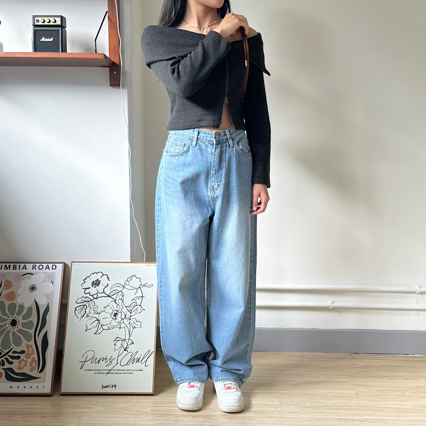 大反領雙拉鏈 OFF SHOULDER KNITTED TOP [推介!!]