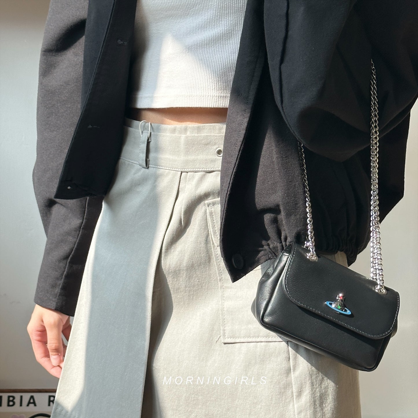 Vivienne Westwood NAPPA Small Purse with Chain 藍土星小羊皮