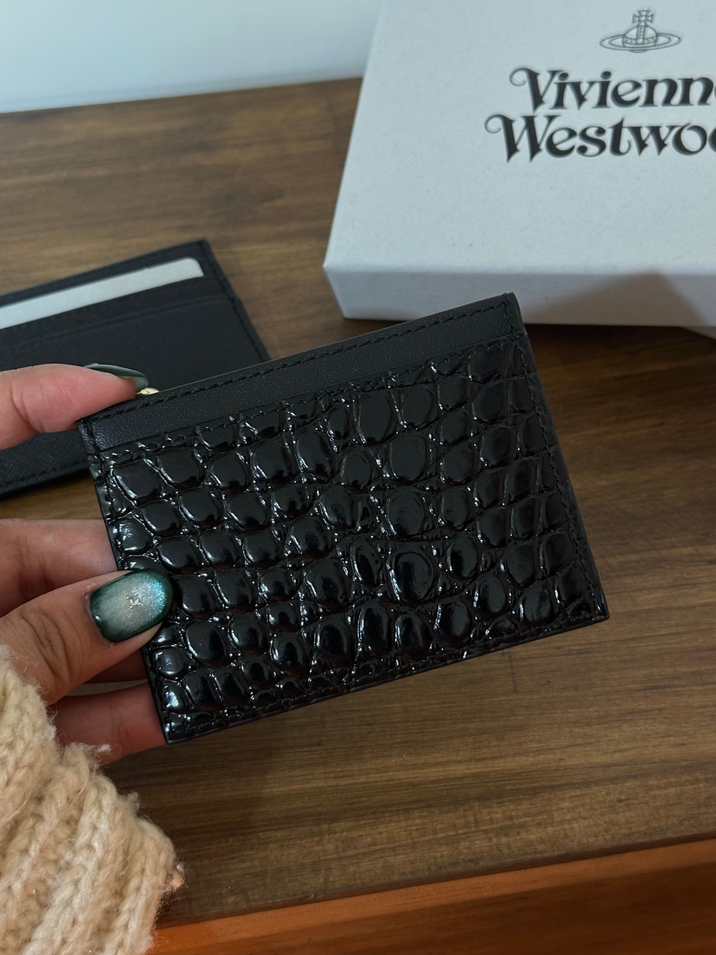 Vivienne Westwood Crocodile Cardholder 黑銀鱷魚皮 [最熱賣cardholder! 舊版令面大格現貨完售不設補貨!]