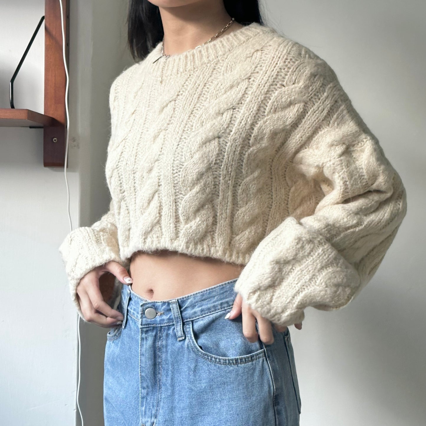 麻花扭扭紋軟熟CROPPED SWEATER 3色入 [門市搬遷清貨限時優惠$169!]
