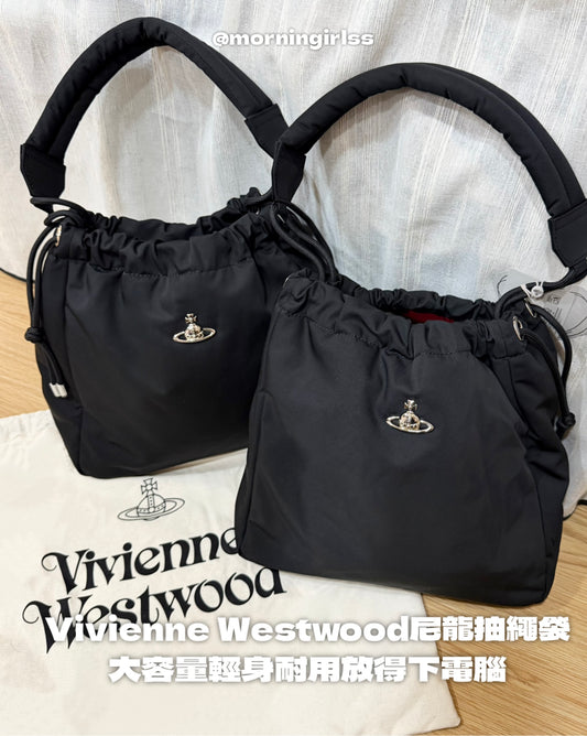 Vivienne Westwood Hilary Bucket Bag 超輕身耐用尼龍抽繩袋 [超熱賣 預訂時間較長不接急單 新版3D標誌復古暗紅內籠正式上架!]