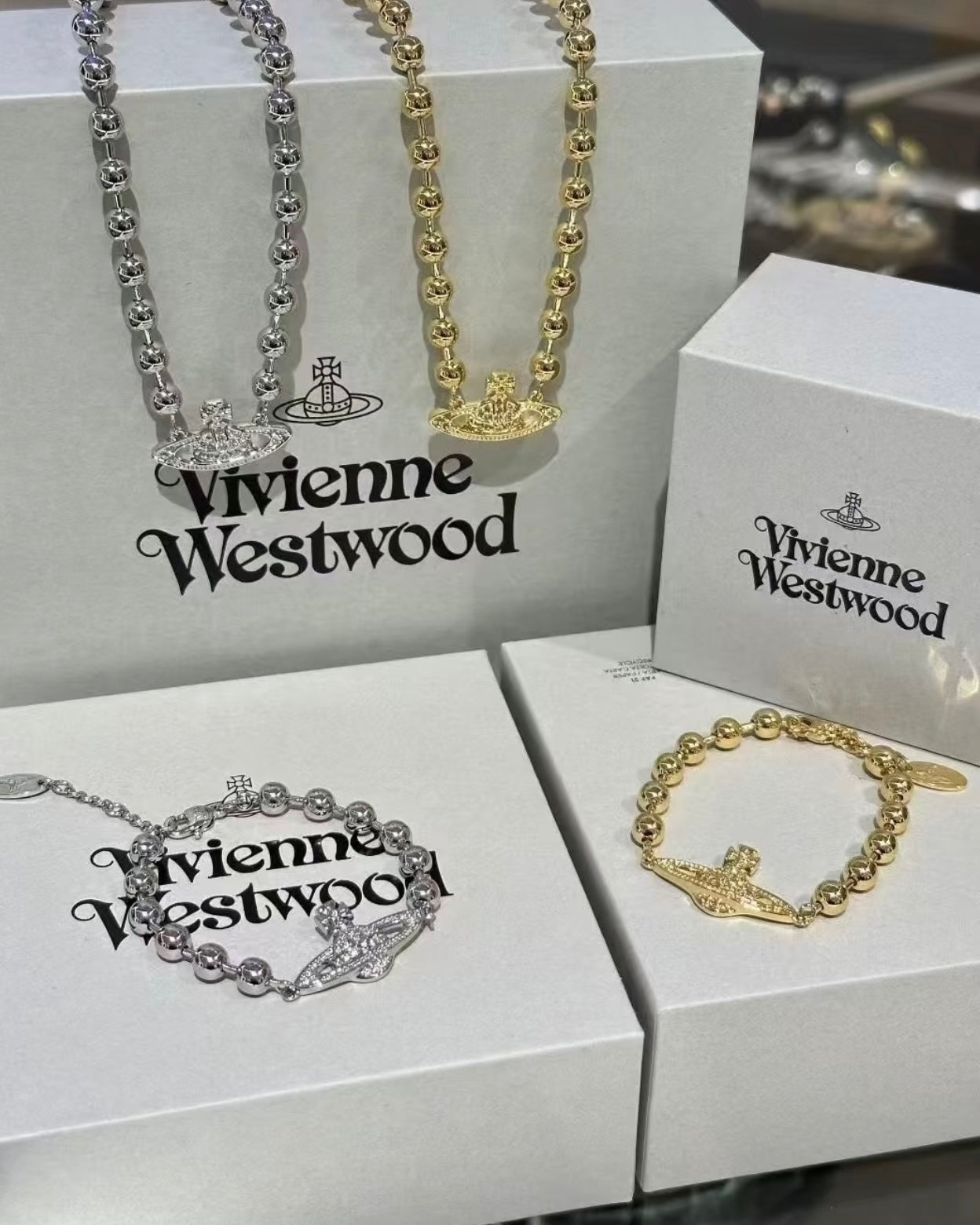 Vivienne Westwood Thames Mini Bas Relief 全新鋼珠系列 金銀兩色 項鏈手鏈同步上架 [最新上架!]