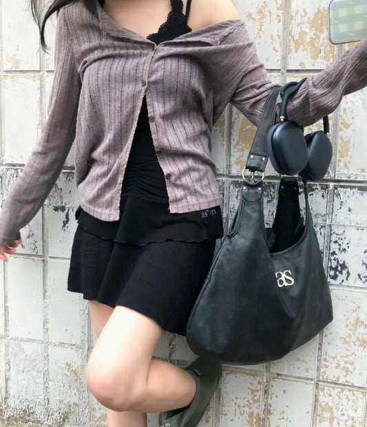 Ason Ricky Shoulder Bag 韓國選物🇰🇷半月形裂紋袋［慵懶鬆弛感滿滿 大容量! 斯文穿搭OK］