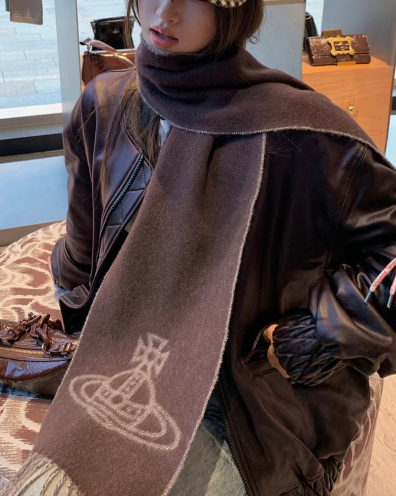 Vivienne Westwood Double ORB Logo Scarf (100% wool) [黑色啡色超熱賣! 日本版 意大利製!]
