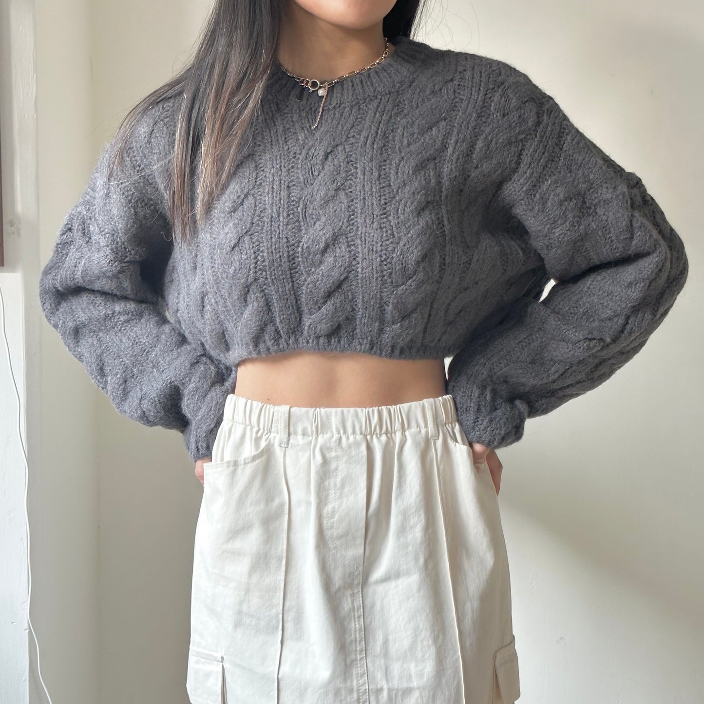 麻花扭扭紋軟熟CROPPED SWEATER 3色入 [門市搬遷清貨限時優惠$169!]