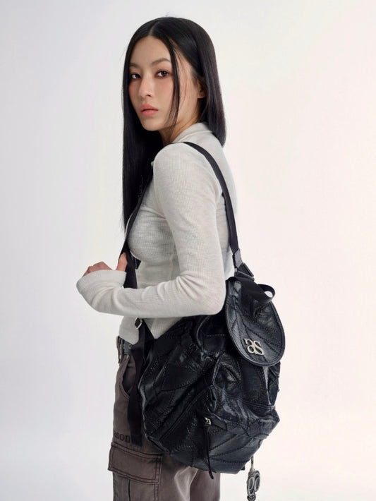 Ason Benet Backpack 最新韓國選物🇰🇷菱形格裂紋皮背包［超有質感經典背囊］