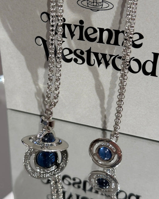 Vivienne Westwood ORB Pendant Crystal Necklace 牛仔藍 [男裝長鏈!]