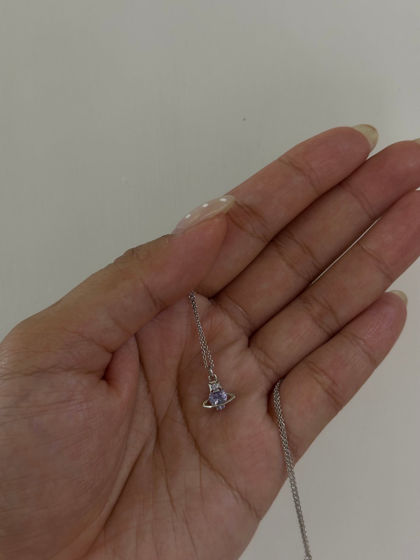 Vivienne Westwood Leonor 925 Necklace Mini紫鑽愛心土星 最新上架 [100% recycled silver 純銀 敏感寶寶友好! 專櫃已斷貨 現貨完售不設預訂]