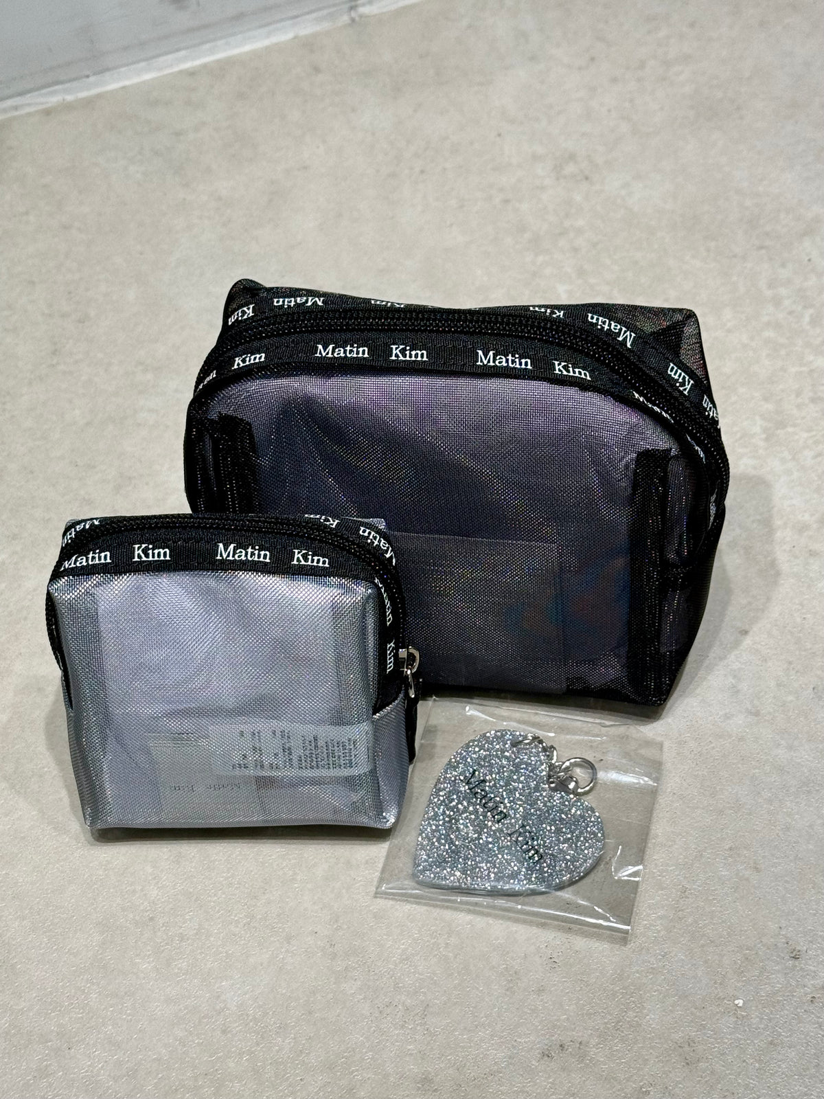 最新韓國選物🇰🇷 Matin Kim Mirror Keyring 2 Mesh Pouch Set 網紗收納袋套裝［附送鏡子鎖匙扣！！］