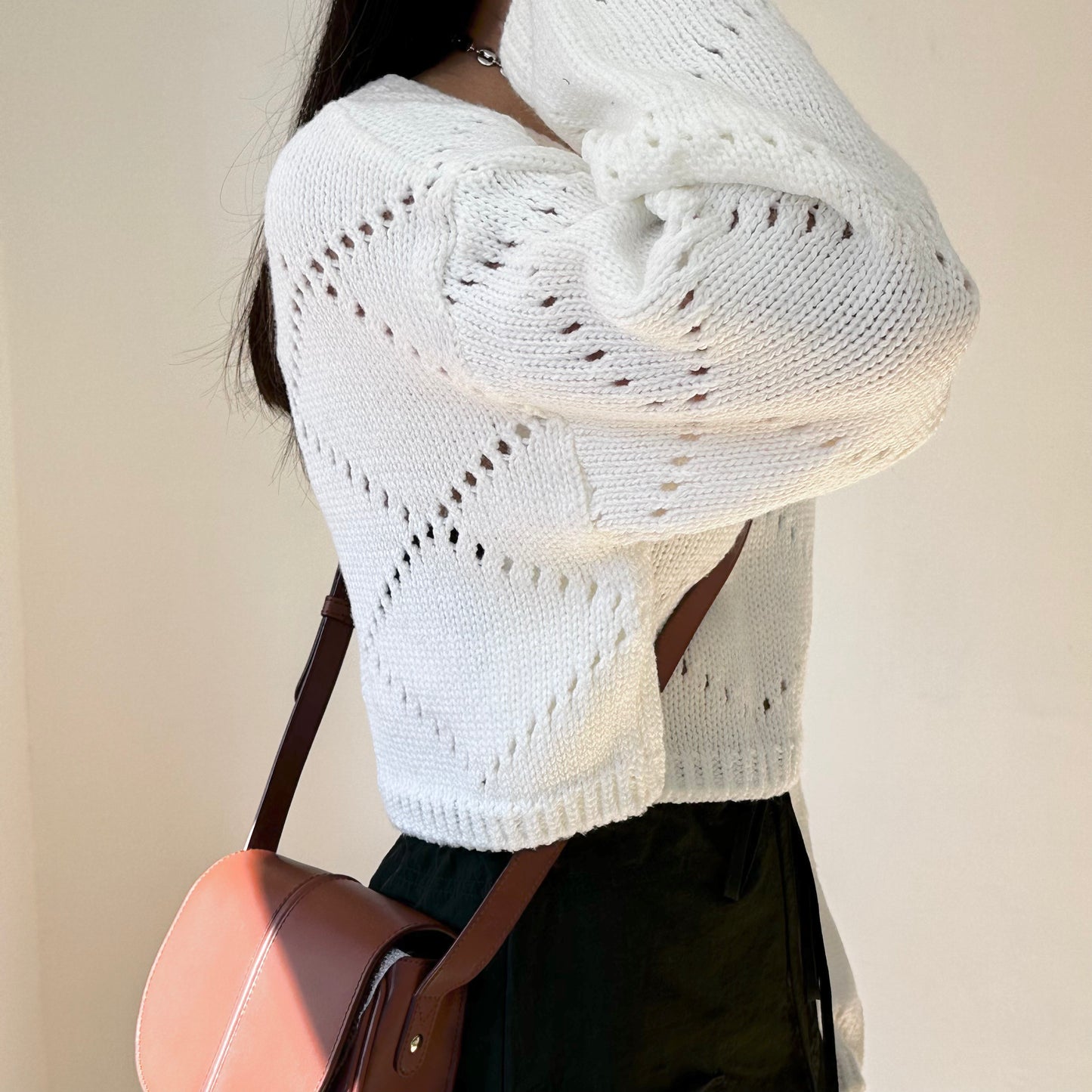 菱形通花薄針織短身上衣 3色入 [門市搬遷清貨限時優惠$149!]