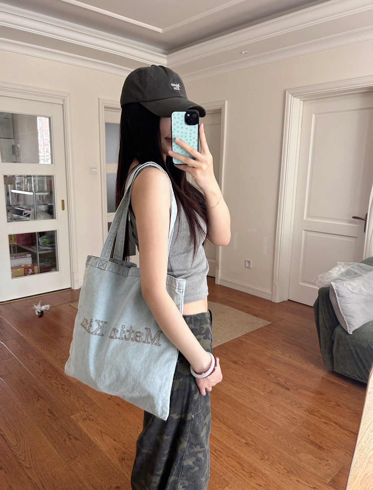 Matin Kim Matin Stitch Denim Ecobag 韓國選物🇰🇷刺繡水洗牛仔環保袋［實用隨性百搭 可放A4/電腦］