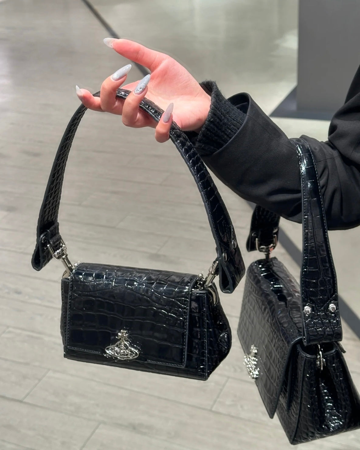 Vivienne Westwood Hazel Handbag 黑色鱷魚皮 [令面大格已停產! 2個size只剩最後微預量訂限額 完售下架轉新版!]