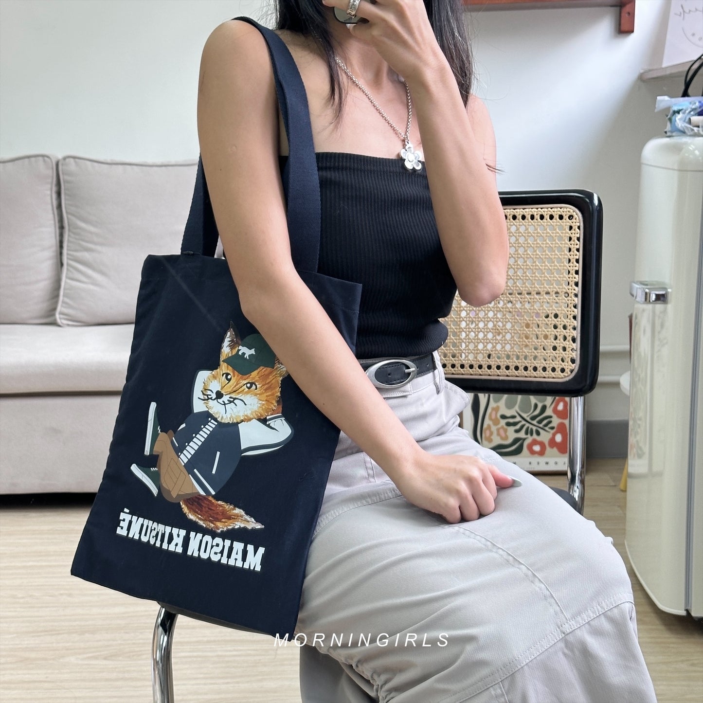 Maison Kitsuné Fox Printed Tote Bag
