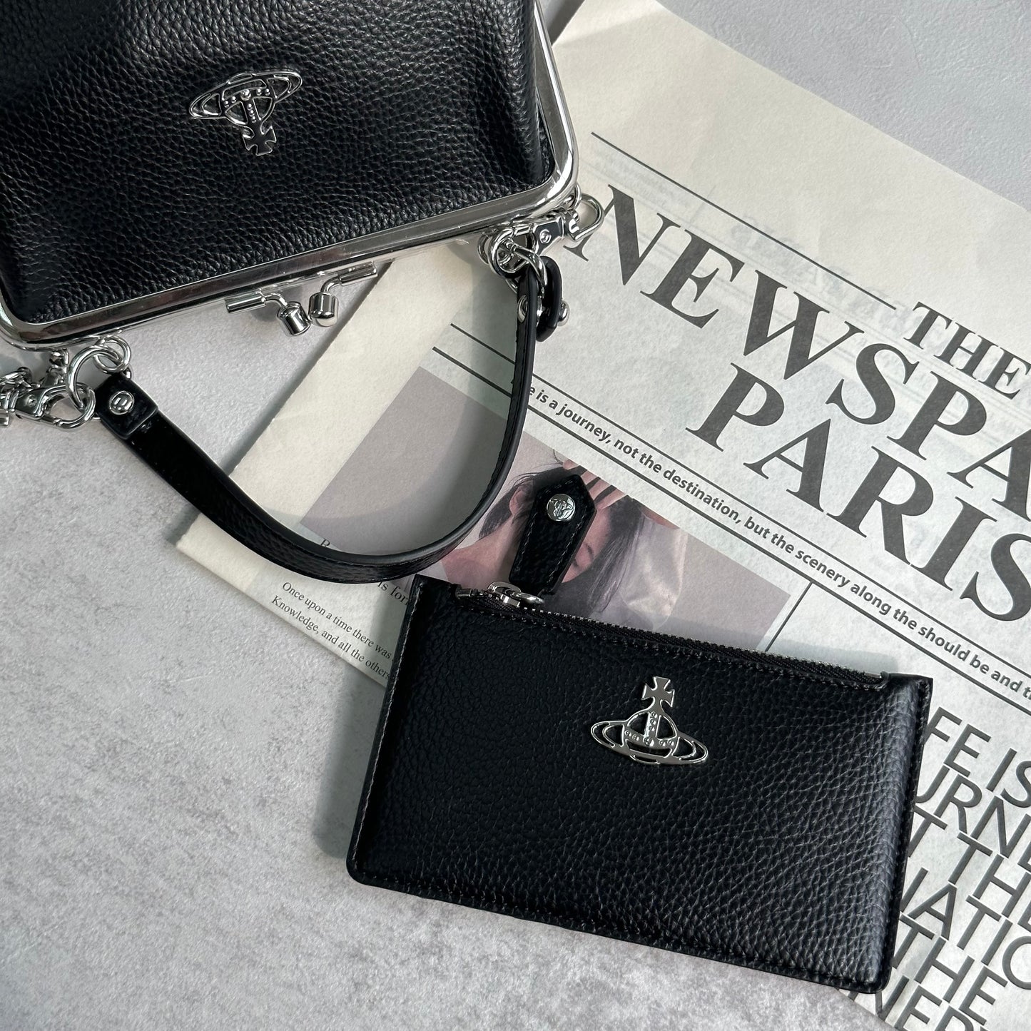 Vivienne Westwood Slim Long Cardholder 黑色荔枝皮