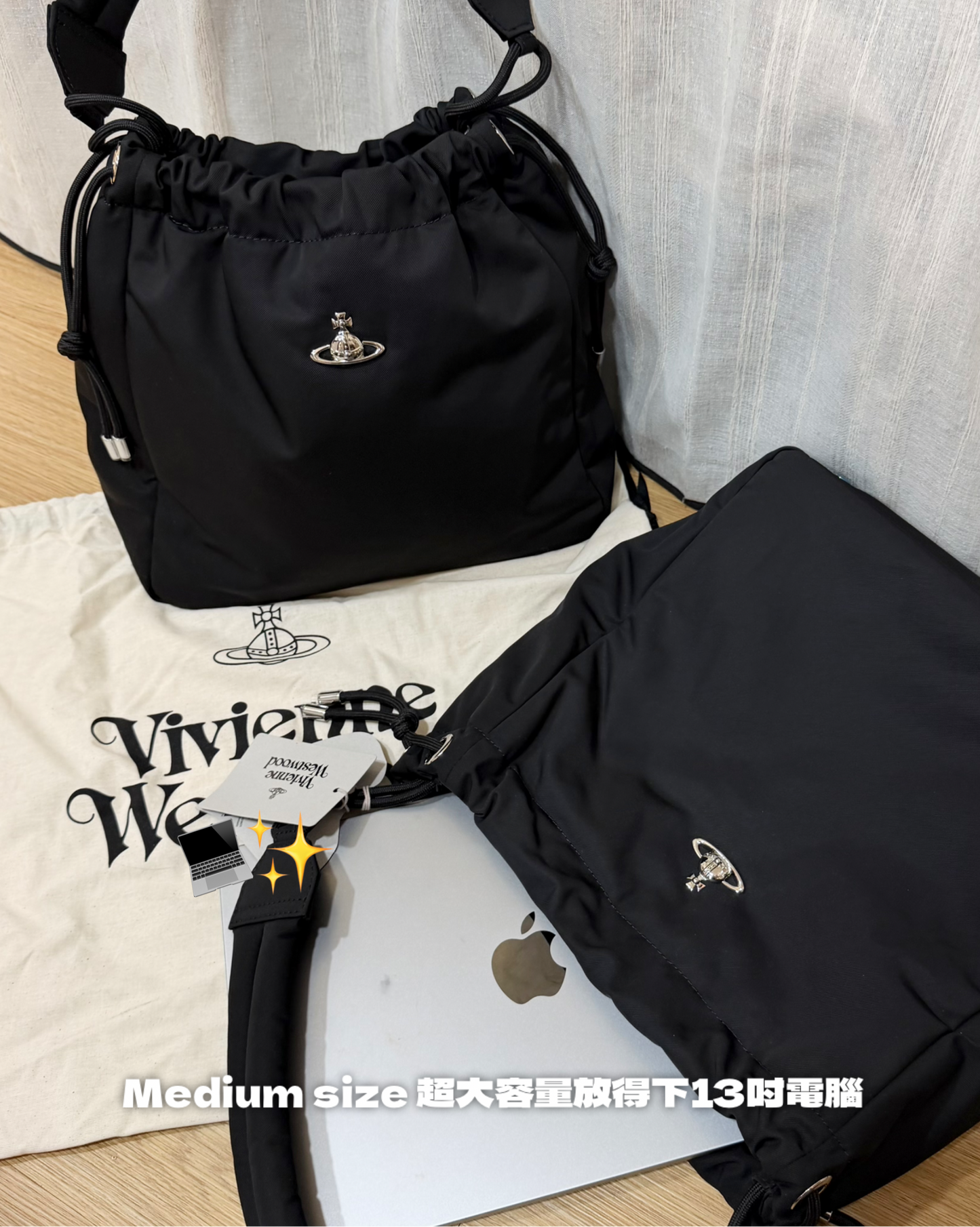 Vivienne Westwood Hilary Bucket Bag 超輕身耐用尼龍抽繩袋 [超熱賣 預訂時間較長不接急單 新版3D標誌復古暗紅內籠正式上架!]
