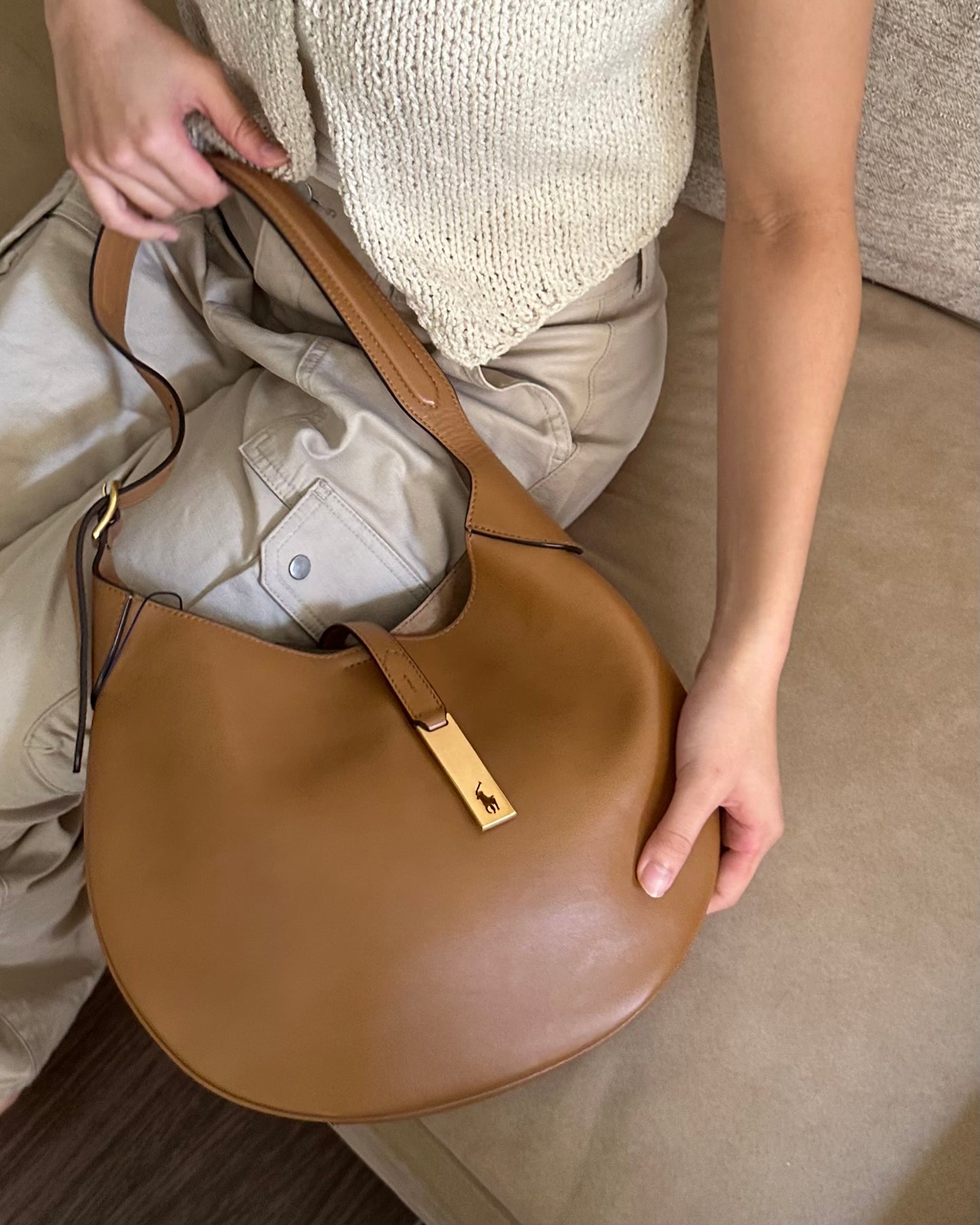 Polo Ralph Lauren ID Medium Leather Shoulder Bag