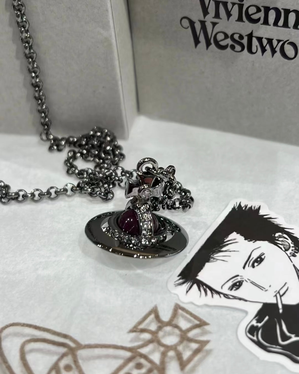 Vivienne Westwood ORB Pendant Crystal Necklace 紫紅 [暗黑Nana風 長款項鏈!]