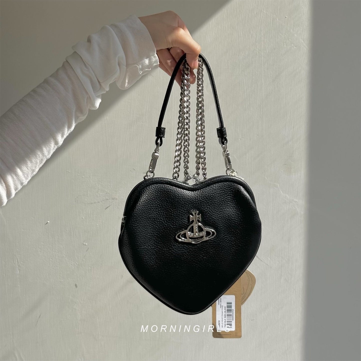 Vivienne Westwood Belle Heart Frame Purse 經典黑色荔枝皮