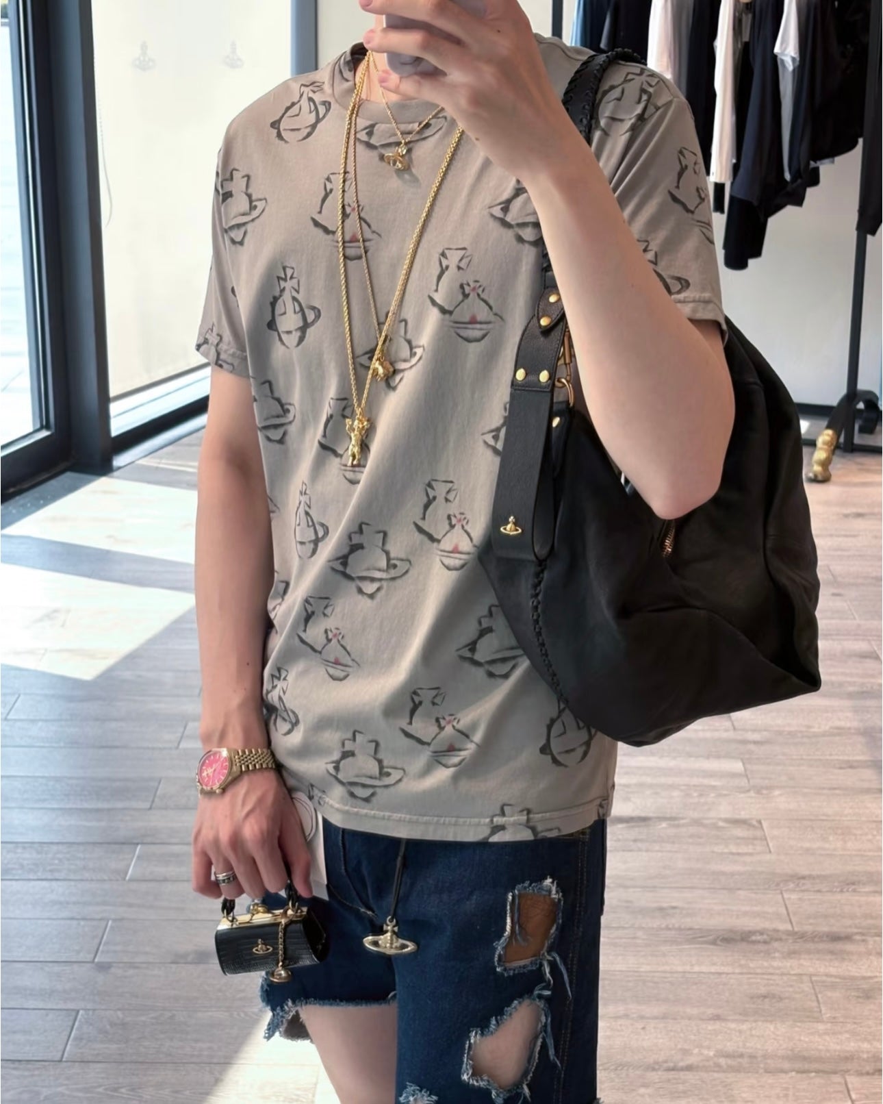 Vivienne Westwood Agnes Shoulder Bag 100%全牛皮超美牛角包［大推薦必入手Lemaire平替版 舊版金扣限時大折扣中!］