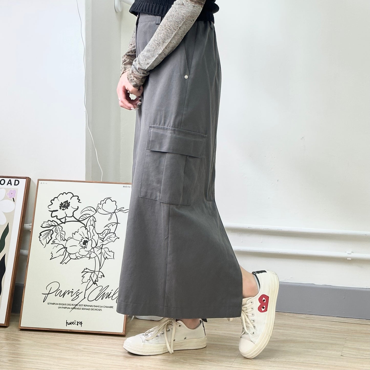 半橡筋後開叉工裝裙 [門市搬遷清貨限時優惠$199!]