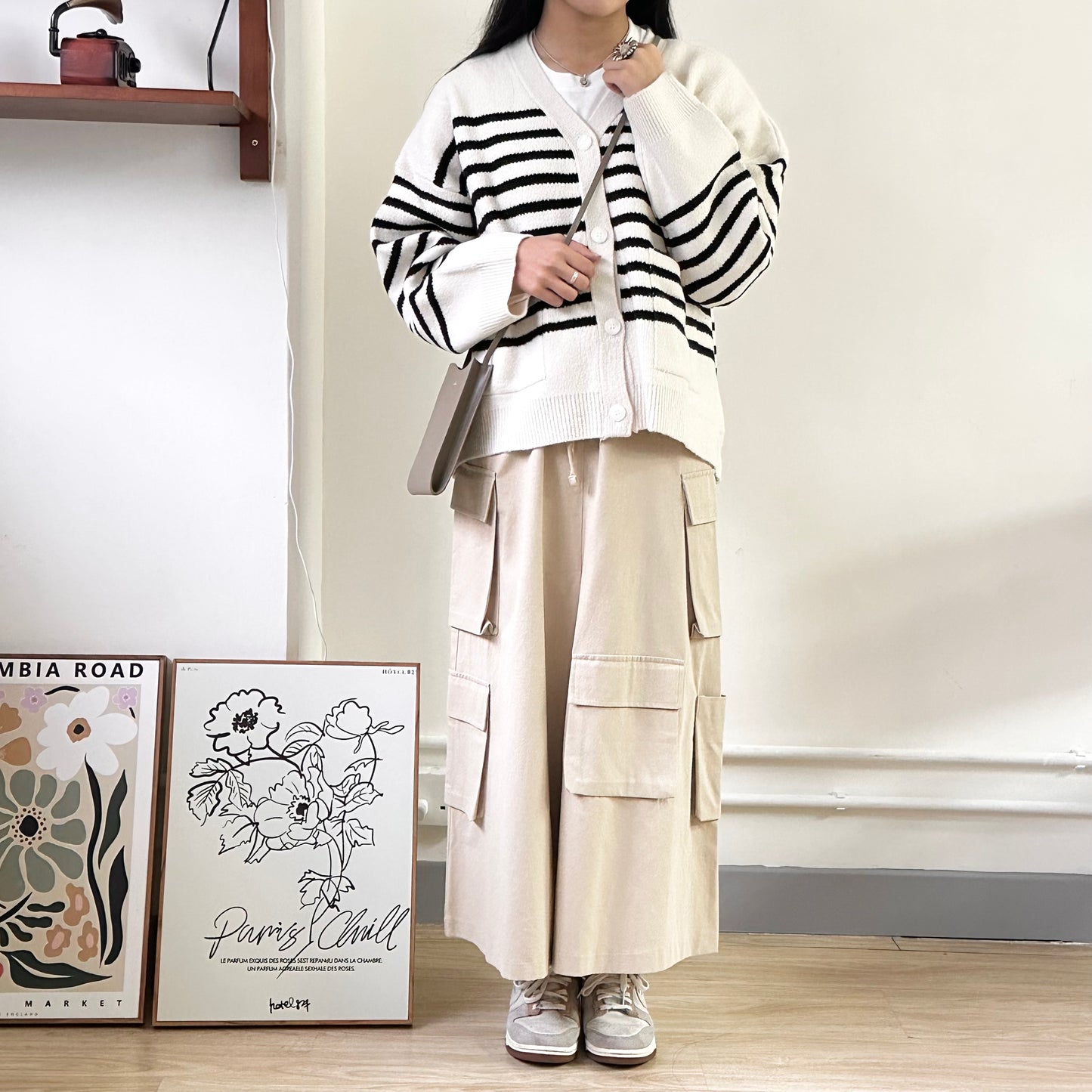 寬鬆間條厚實針織外套